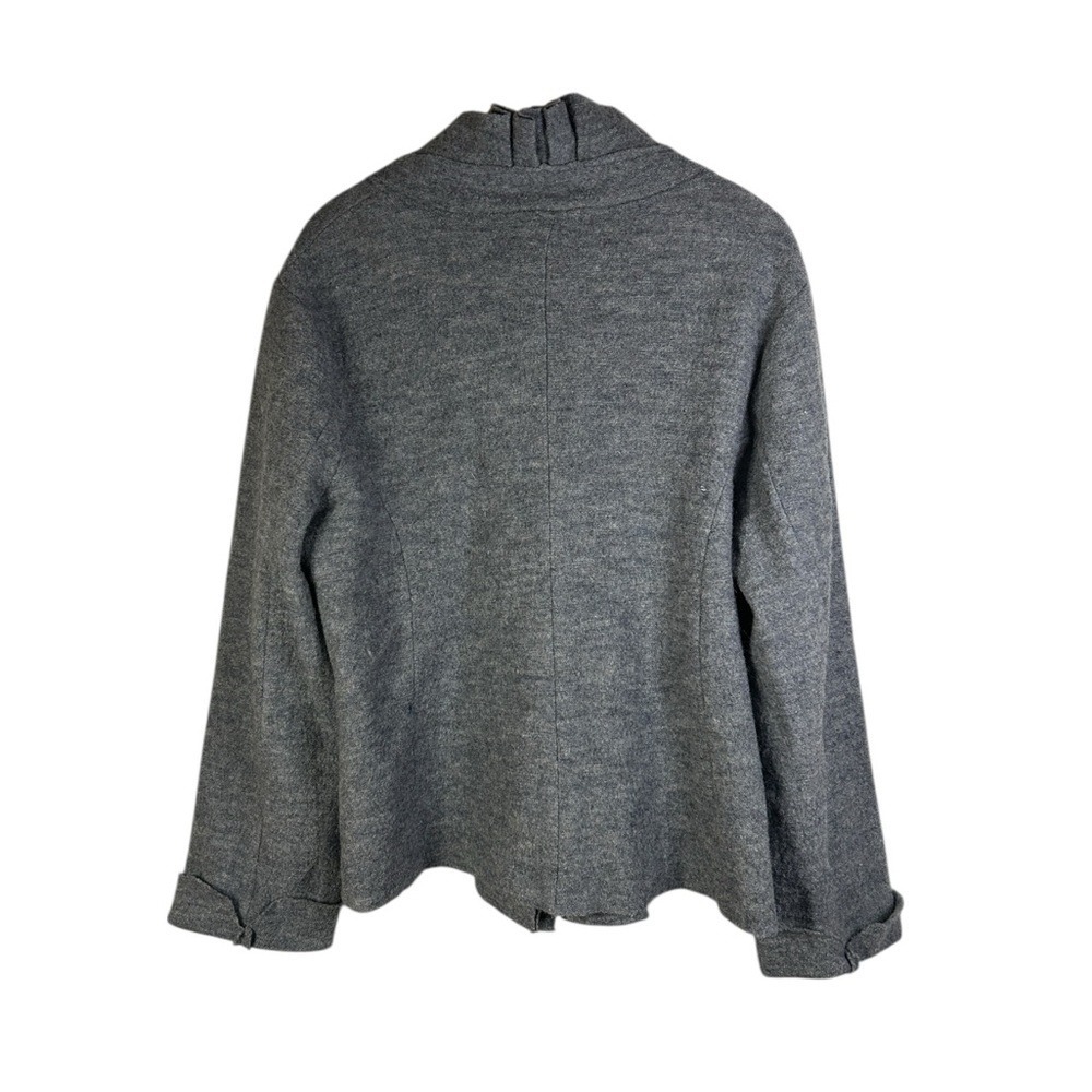 Wool Cardigan Cottagecore Ruffle Rosette Hem Lagenlook Tailored Soft Sweater 90s - Picture 7 of 8